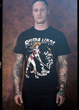 Эксклюзивная байкерская футболка в стиле ретро king kerosin винтаж warson rokker с девушкой pinup пинап3 фото