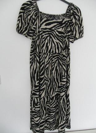 Ярусное платье с коротким рукавом принт зебра f f1 фото
