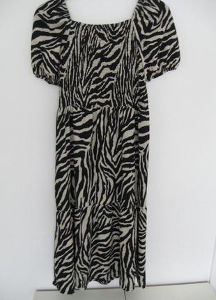 Ярусное платье с коротким рукавом принт зебра f f2 фото