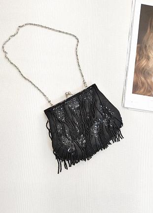 Вечірня атласна сумочка клатч вишивка бісером