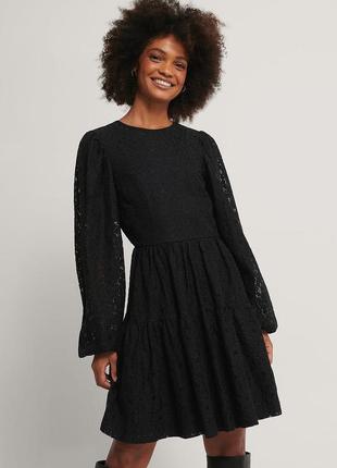 Ажурне чорне платтячко з відкритою спинкою від na-kd 🖤2 фото