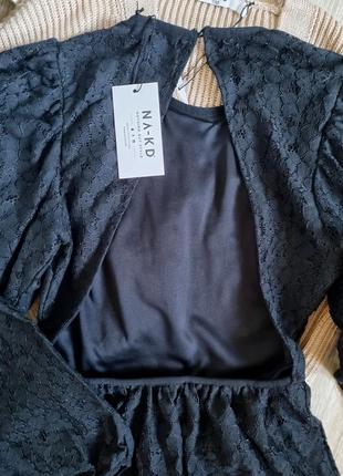 Ажурне чорне платтячко з відкритою спинкою від na-kd 🖤7 фото