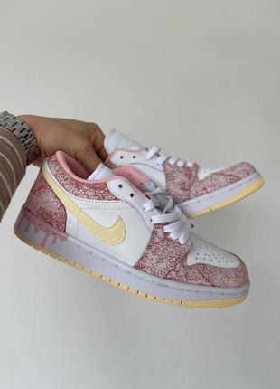 Женские кожаные кроссовки nike air jordan 1 retro low “pink ice-cream”#найк