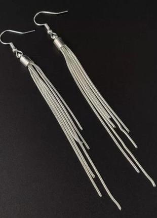 Сережки-підвіски зі стерлінгового срібла з пензликом3 фото