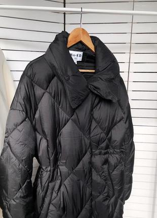 Крутое брендовое пальто na-kd стеганое черное4 фото