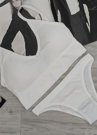 Комплект топ+трусики в рубчик s/m білий.