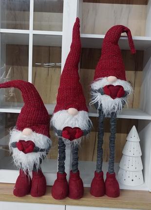 Гном 95 см. новорічний на телескопічнних ніжкаж ельф єльф дід мороз санта гномик...