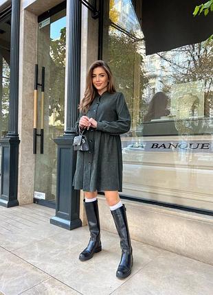 Жіноча сукня коротка вельветова тепла зимова сіра зелена бордова блакитна бежева...