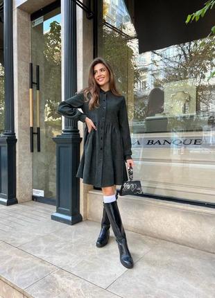 Жіноча сукня коротка вельветова тепла зимова сіра зелена бордова блакитна бежева...