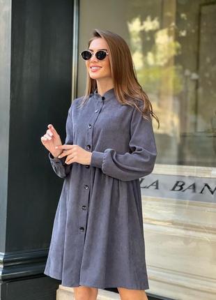 Жіноча сукня коротка вельветова тепла зимова сіра зелена бордова блакитна бежева...