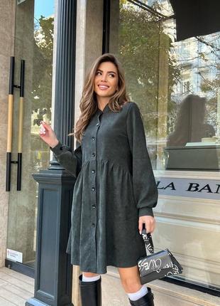 Жіноча сукня коротка вельветова тепла зимова сіра зелена бордова блакитна бежева...