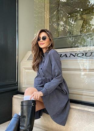 Жіноча сукня коротка вельветова тепла зимова сіра зелена бордова блакитна бежева...