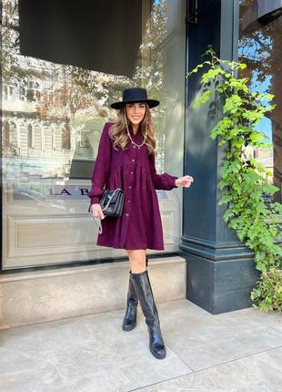 Жіноча сукня коротка вельветова тепла зимова сіра зелена бордова блакитна бежева...