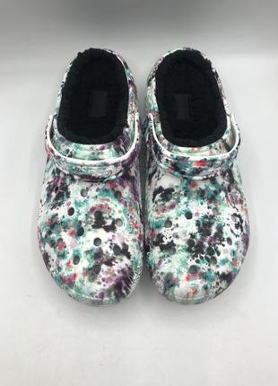 Утеплені крокси crocs classic lined tie dye clogs (206341-4su) оригінал2 фото