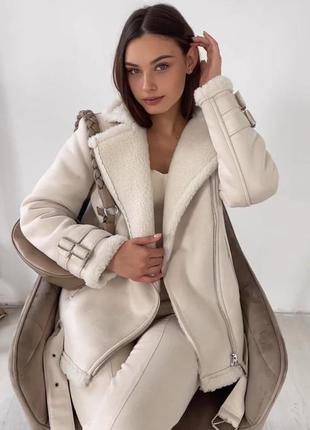 Акція 🎄до свят дублянка авіатор, еко шкіра/замша