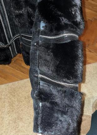 Куртка хутро кролик з чорнобуркою l-xl2 фото