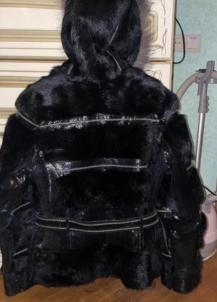 Куртка хутро кролик з чорнобуркою l-xl3 фото