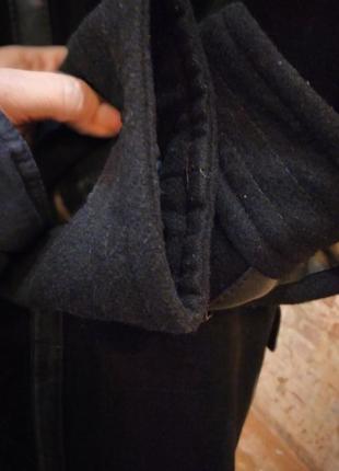 Зимове мужское 40/l/48 пальто з чорним хутром на капішоні8 фото