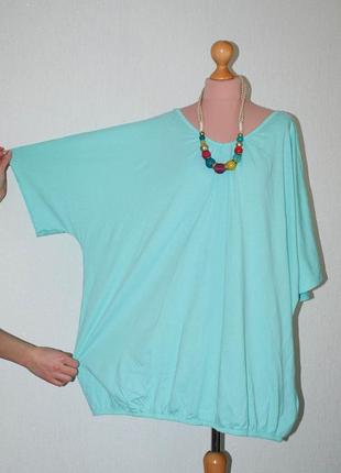 Новая батал футболка натуральная кимоно свободная блуза  спущенное плечо рукав