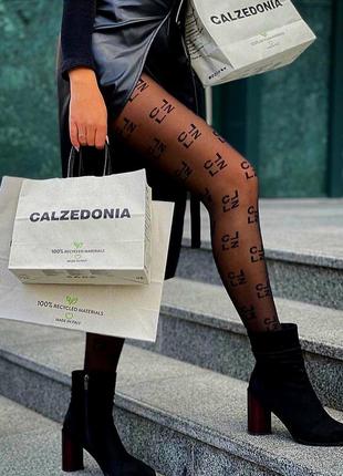 Колготки calzedonia з брендовими надписами