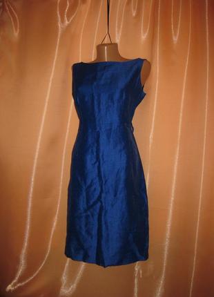 88% льон класична силуетна строга офісна сукня синя 12uk marks&spencer autograph км1287 по фігурі4 фото