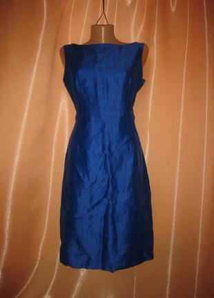 88% льон класична силуетна строга офісна сукня синя 12uk marks&spencer autograph км1287 по фігурі3 фото