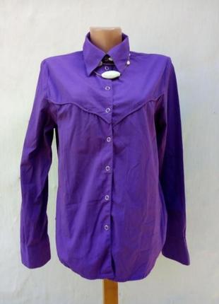 Стильная базовая фиолетовая котоновая рубашка на кнопках 🍇2 фото