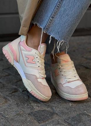 Женские кожаные кроссовки new balance 550 pink