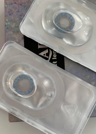 Линзы для глаз цветные голубые. хорошее перекрытие своего цвета