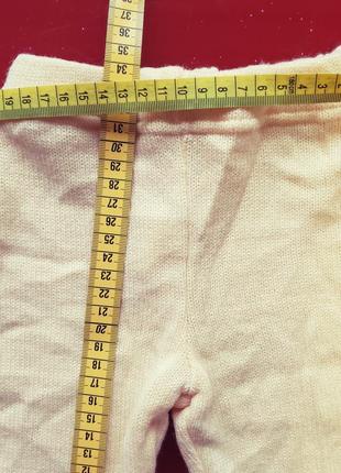 Теплые вязаные шерстяные штаны для новорожденного малыша мальчику девочке 0-3-6м 50-56-62-68см5 фото
