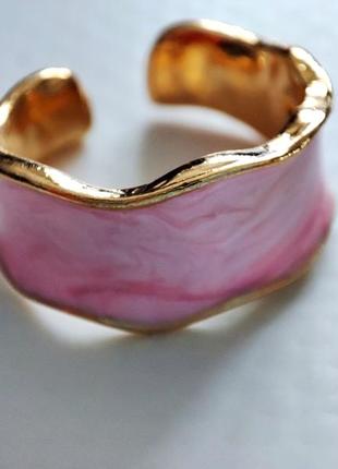Перстень рожевий золотий емаль каблука кольцо кільце рожеве5 фото