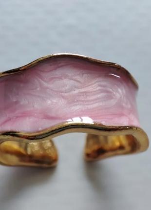 Перстень рожевий золотий емаль каблука кольцо кільце рожеве3 фото