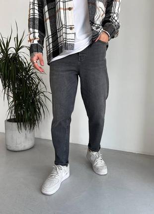 Стильні чоловічі джинси мом в сірому кольорі 100% котон