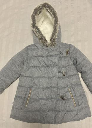 Стильная зимняя удлиненная куртка 86-92р1 фото