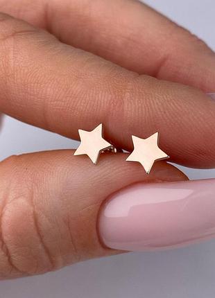 Оплата повна 🇺🇦 пусети срібло 925° золото 375° пластини , цвяшки сережки гвоздики зірочки звездочки звезды , 0549.10