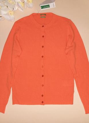 Кофта вовняна на гудзиках помаранчева benetton