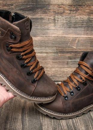 Ботинки кожаные зимние cat caterpillar rider nubuck brown