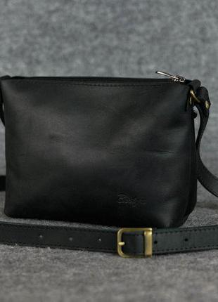 Кожа. ручная работа. кожаная черная сумка, сумочка. кожаный женский клатч через плечо