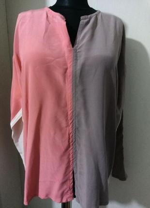 Шелковая трехцветная блузка