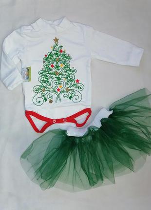 Новорічний комплект ялинка , костюм новорічний для дівчинки2 фото