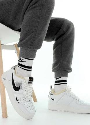 Зимние женские кроссовки nike air force 1 low Tunes black(мех) 36-37-38-39-40