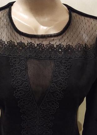 Чорна замшева сукня з гіпюром2 фото