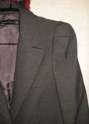 Базовий сірий жакет піджак zara костюмної тканини класика3 фото