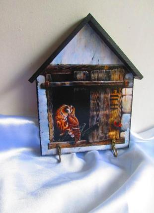 Ключниця-будиночок 'совінок', настінна у передпокій, дитячий.