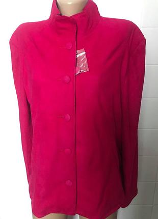 Куртка пиджак курточка как новая натуральная замша испания р.50-52 малиновая
