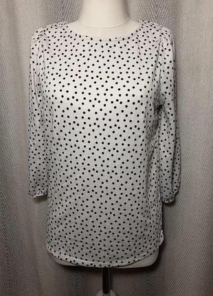 Жіночий лонгслів білий у горох. водолазка, футболка, блуза, блузка, кофта.