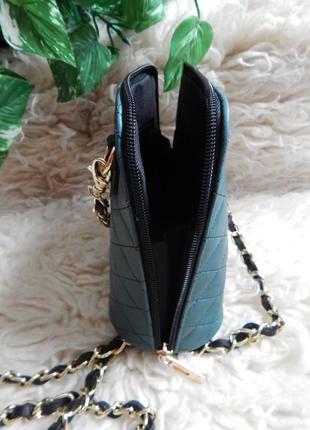 Итальянская кожаная сумочка через плечо*темно-бирюзовый4 фото