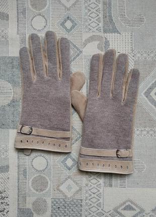 Шерстяные перчатки кожаные перчатки женские кашемир кожа5 фото
