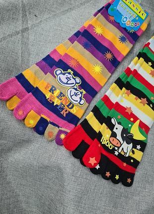 Носки пальчики 2 шт женские детские , носки с пальцами, яркие цветные носки. носки набор 2шт