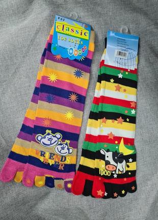 Носки пальчики 2 шт женские детские , носки с пальцами, яркие цветные носки. носки набор 2шт2 фото